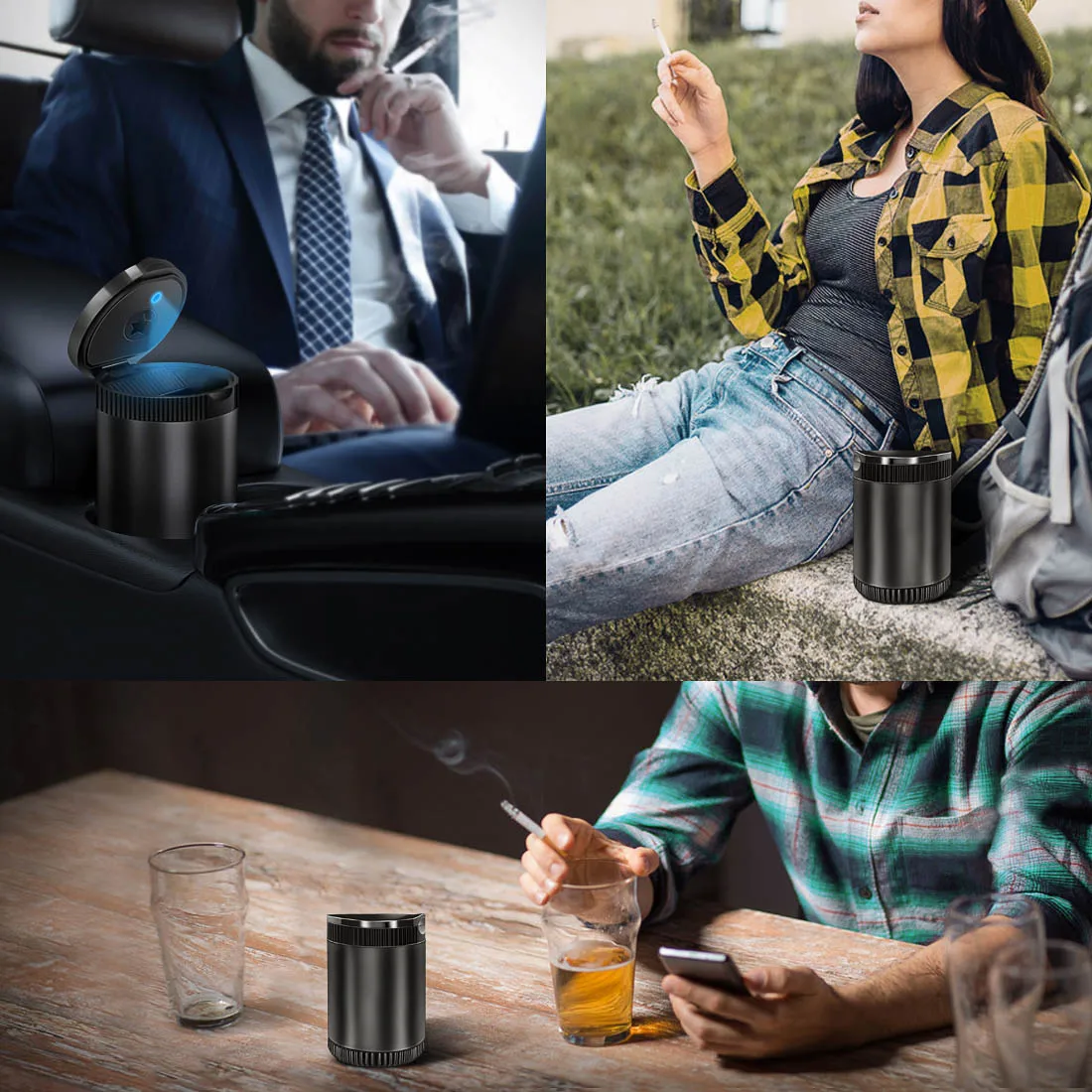 

Car Ashtray LED Light Glow Car Garbage Storage Portable Ashtray Washable Ashtray Home Office Cigarette Extinguisher