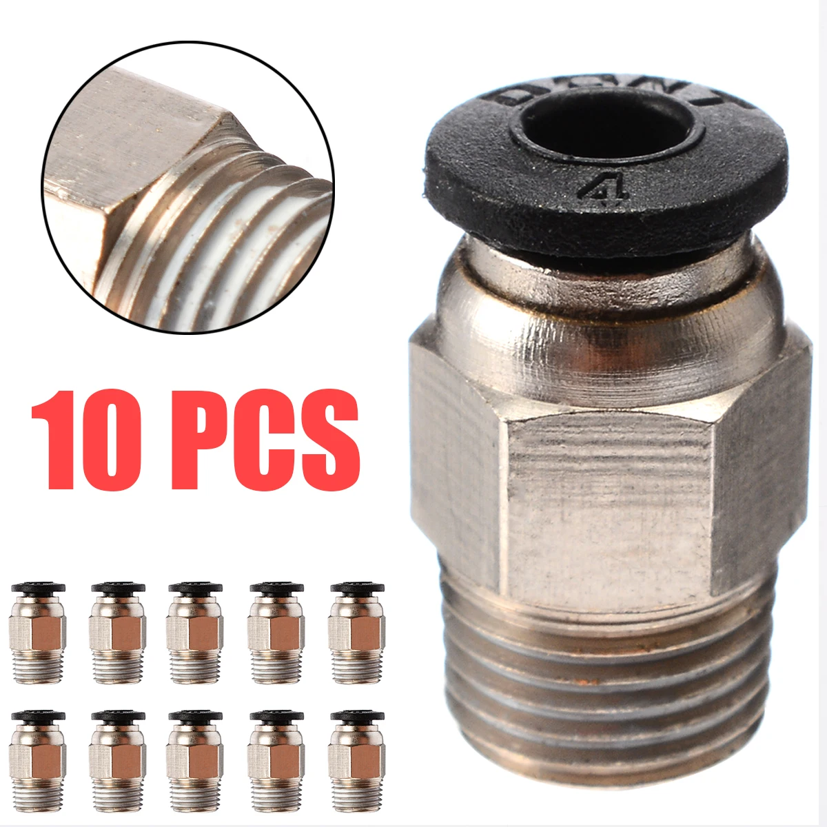 5PCS/10PCS Metal Push In Quick Release Fitting Connector For V6 PC4-M10 Straight Tube 3D Printer Accessories