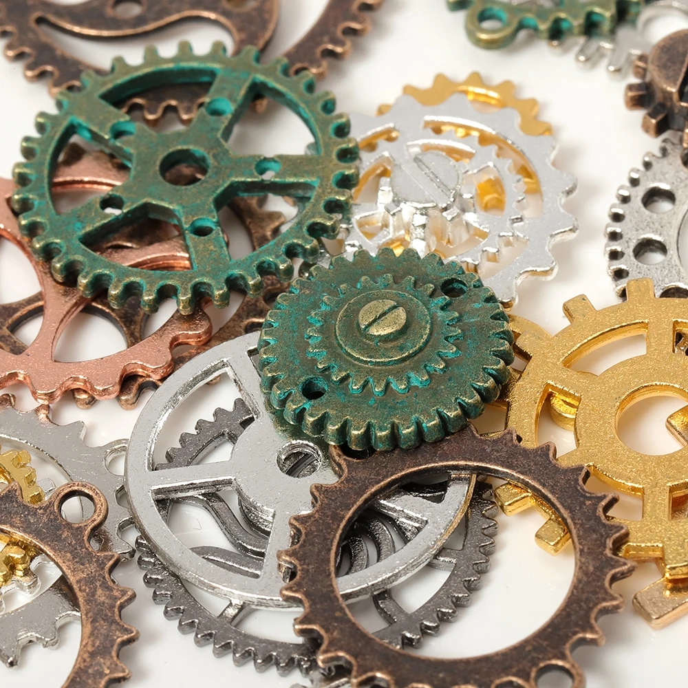 35-85pcs 8-25mm Mix Steampunk Gears and Cogs Connector Charms Pendant DIY Findings for Jewelry Making Bracelets Handmade Crafts - купить по