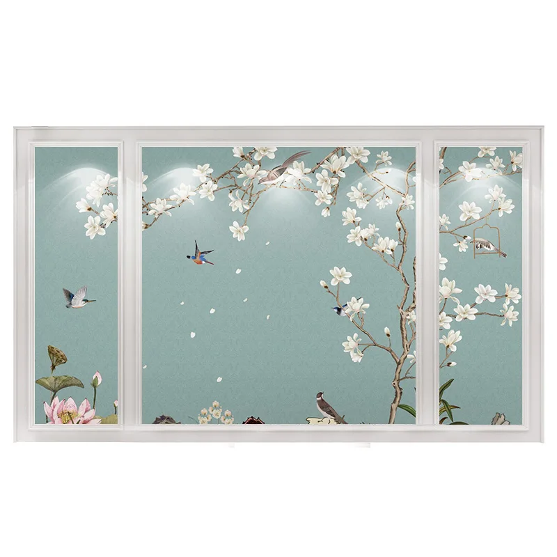 

Новые китайские обои TT, фоновые обои для телевизора, обои с цветами и птицами, спальни, гостиной, 3D бесшовная настенная ткань