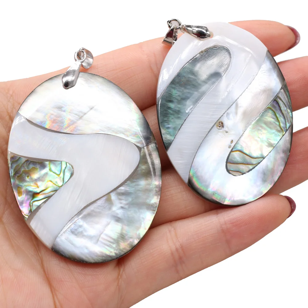 

Personalized Natural Oval Shell Pendant Handmade Crafts DIY Necklace Jewelry Accessories Gift Making for Woman Size 40x52mm