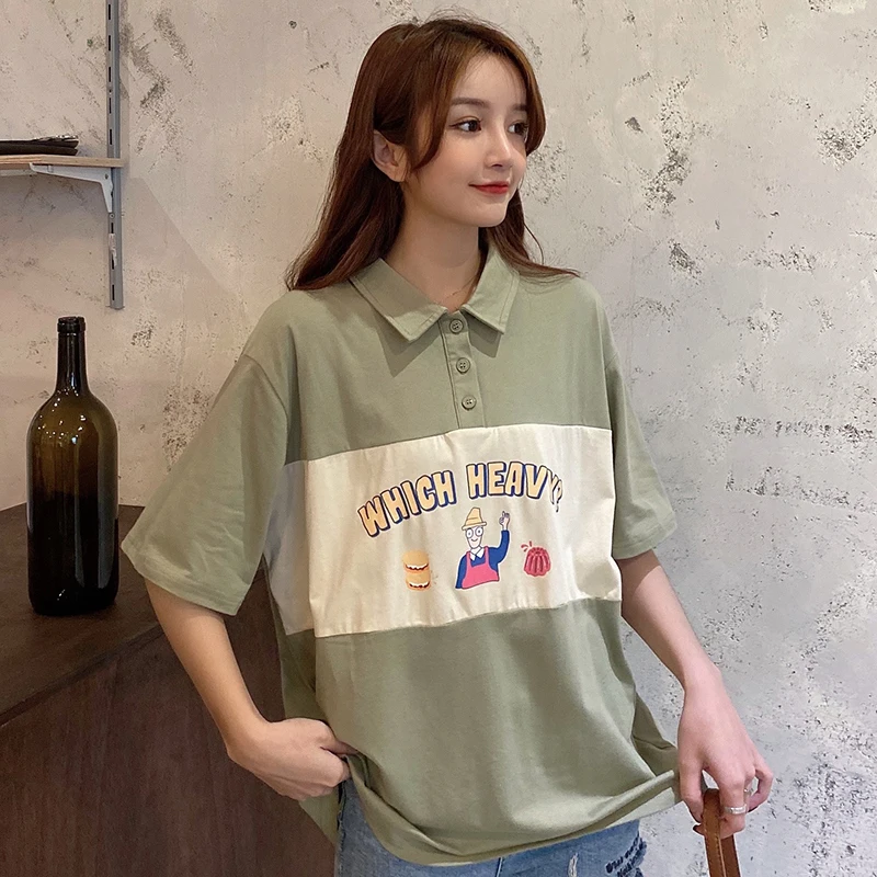

Женская свободная футболка с милым мультяшным принтом в Корейском стиле Харадзюку, женские футболки, топы в японском стиле Kawaii, женская одежда Ulzzang