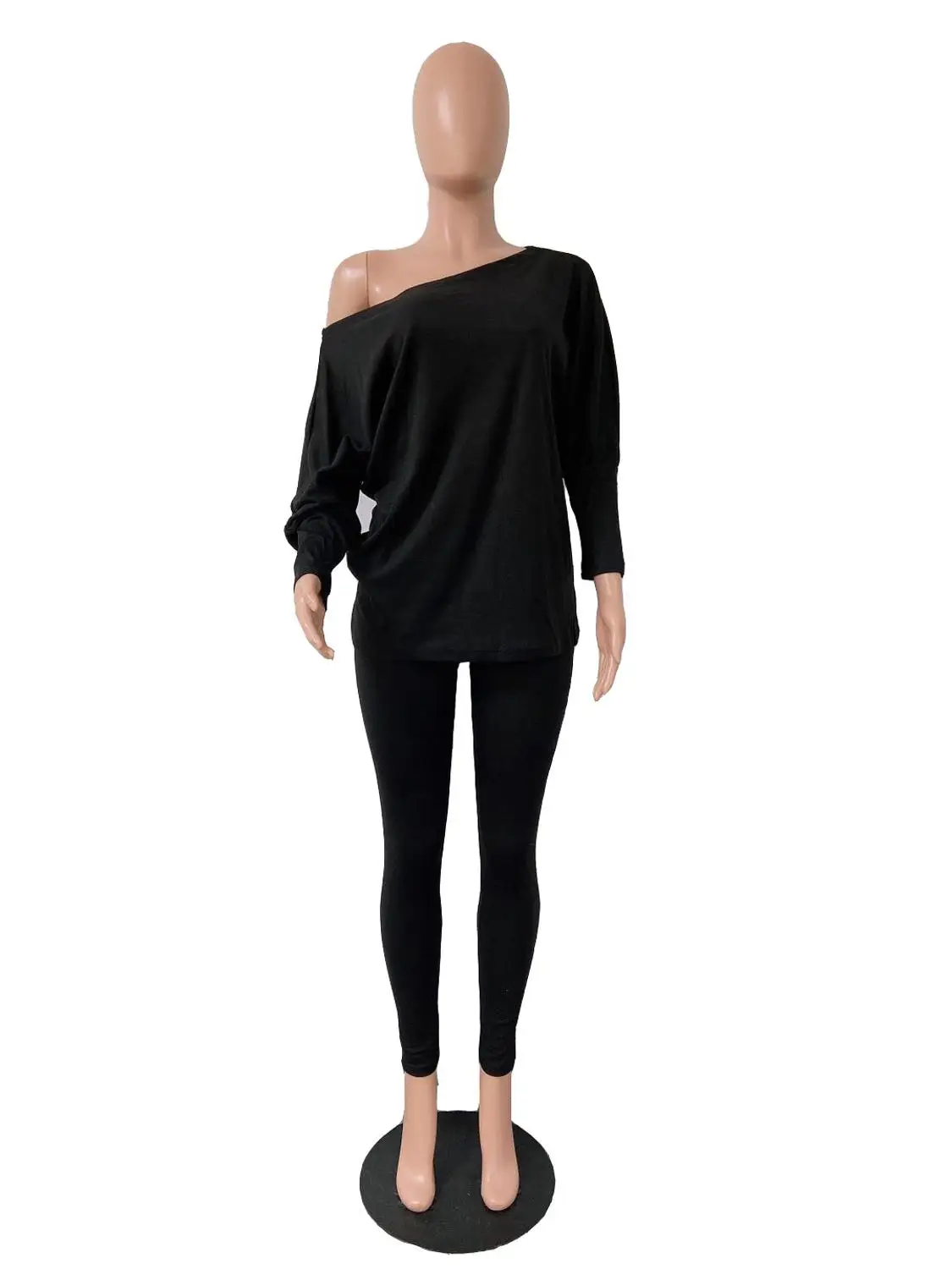 

Autumn new casual solid color loose two piece set fashion o-neck long sleeve T-shirt and trousers women's suit