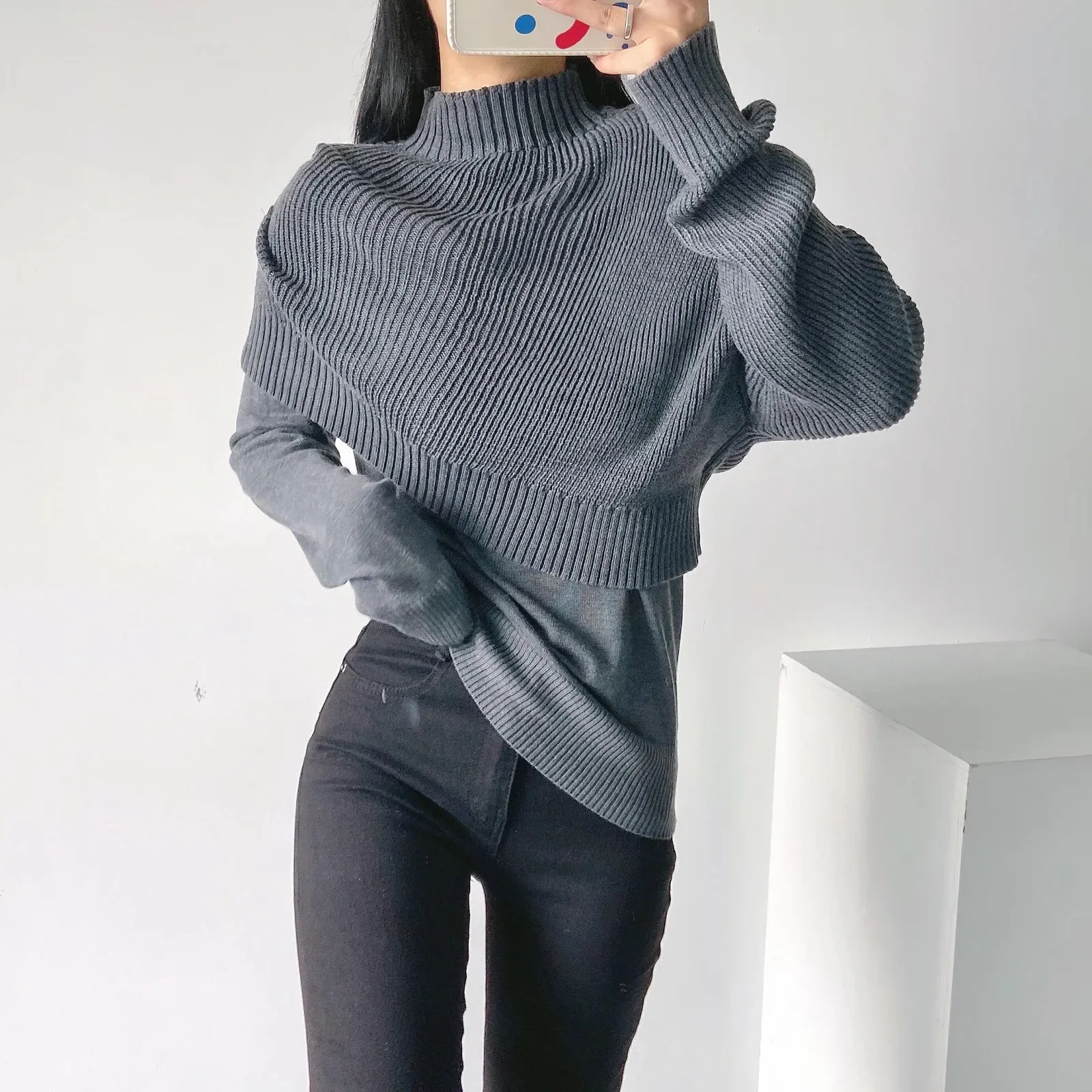 

Turtle Neck Cashmere Sweater Women Korean Style Loose Warm Knitted Pullover 2021 Winter Outwear Lazy Oaf Female Jumpers