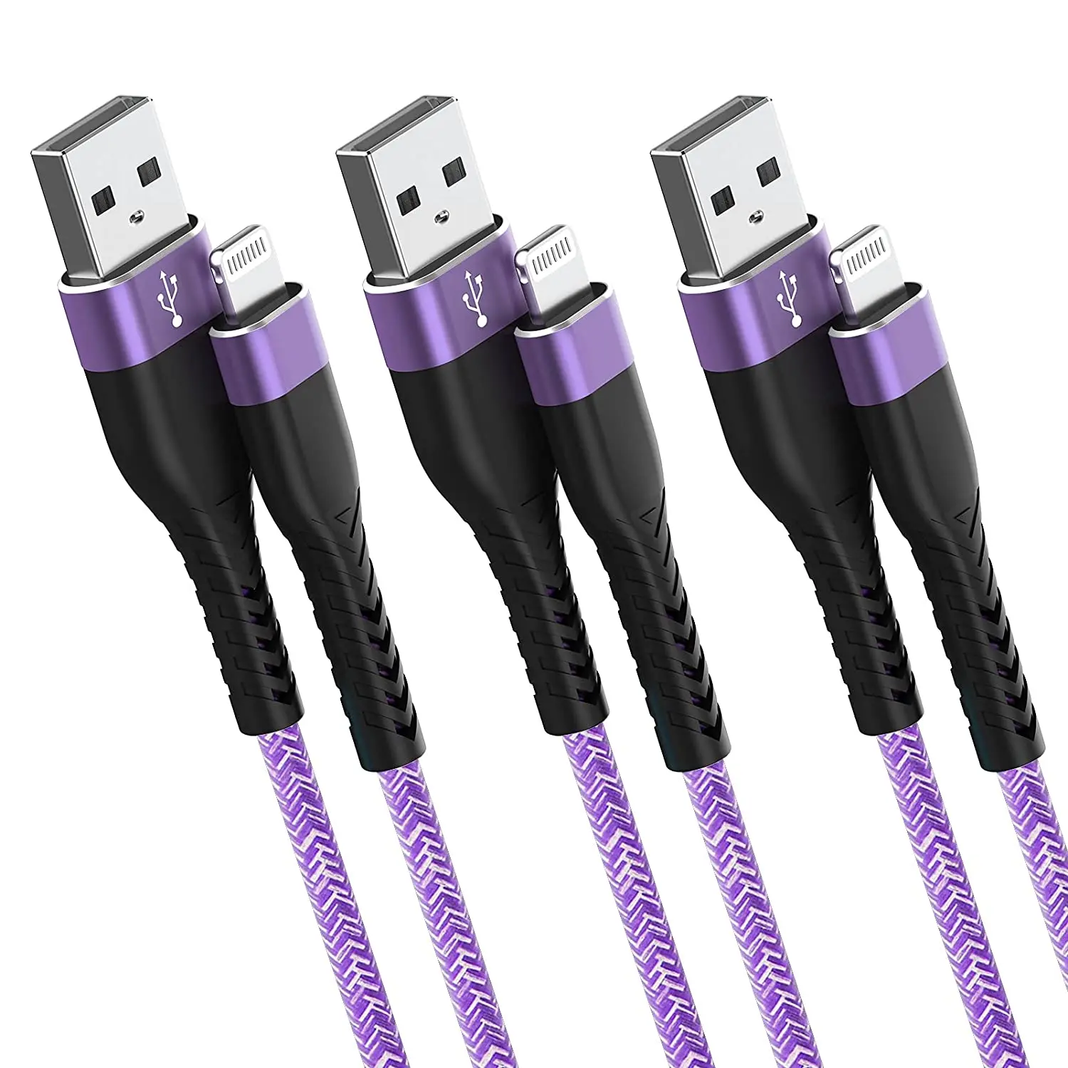 

iPhone Charger Cable, OuTrade 3 Pack MFi Lightning Cable Durable Braided Fast Charging Cord Compatible for iPhone SE 12 11 11