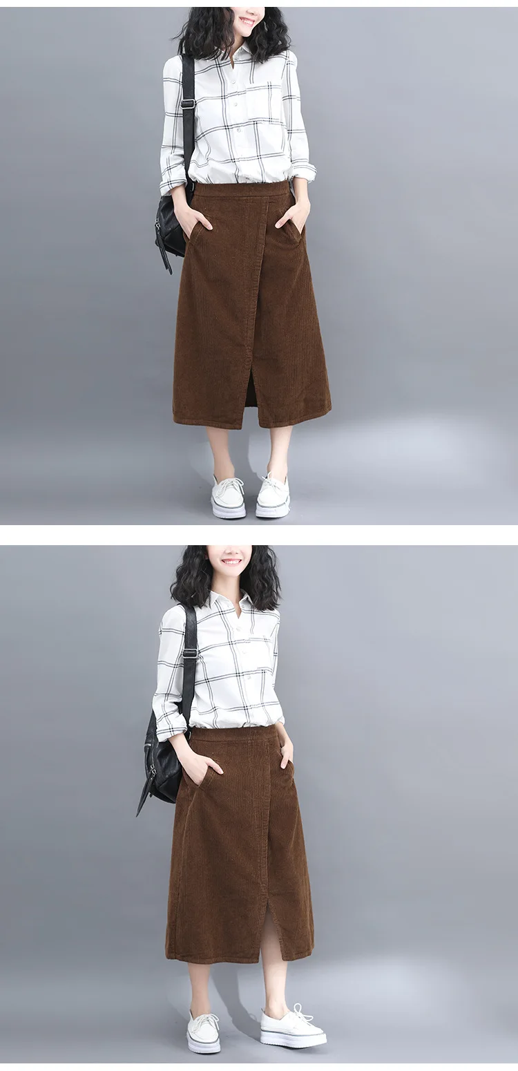 Faldas mujer moda Осенняя новая юбка versa Вельветовая юбка большого размера Женская faldas largas mujer