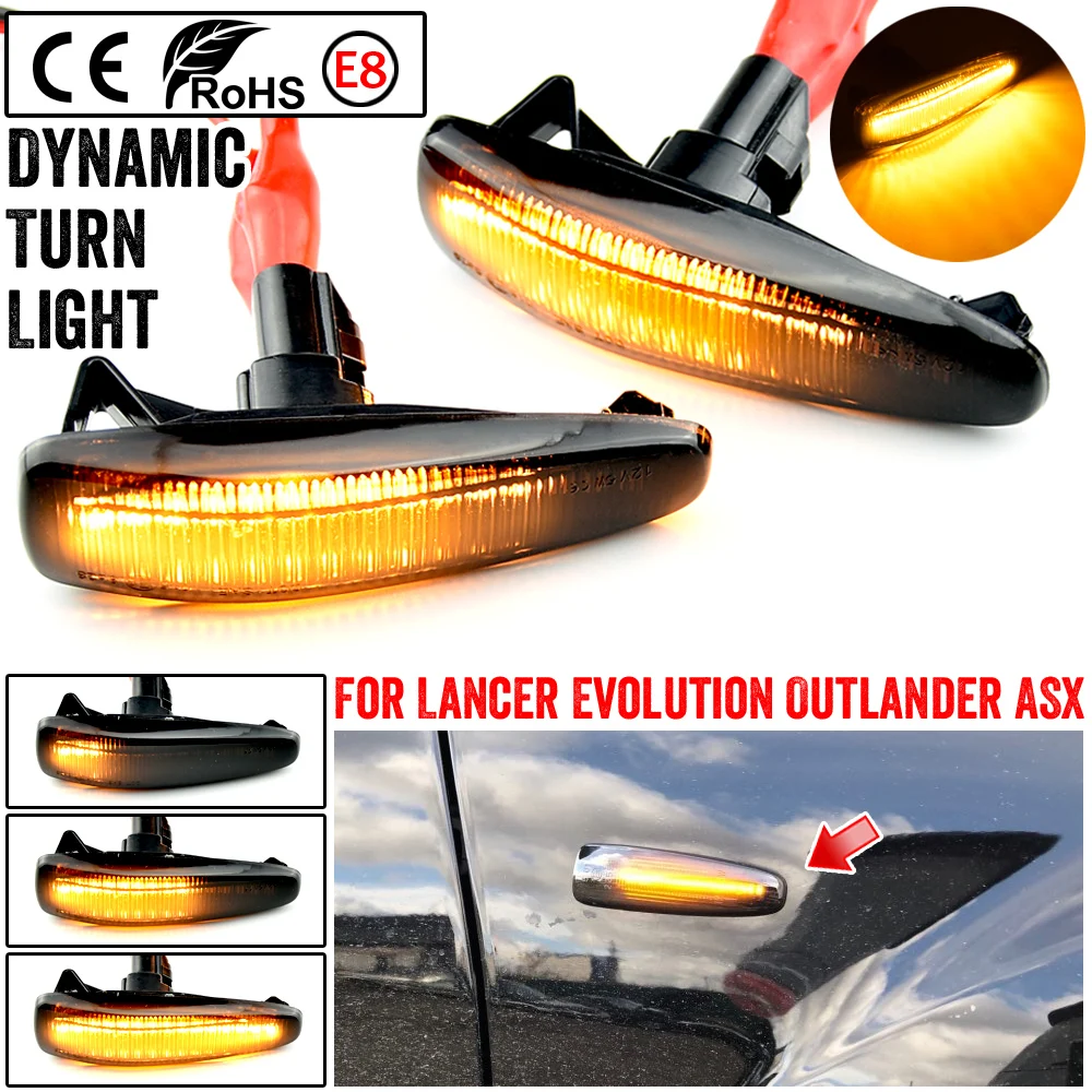 Для Mitsubishi Lancer Evolution Evo X Outlander Sport RVR ASX Mirage 2014 + LED боковое крыло Динамический