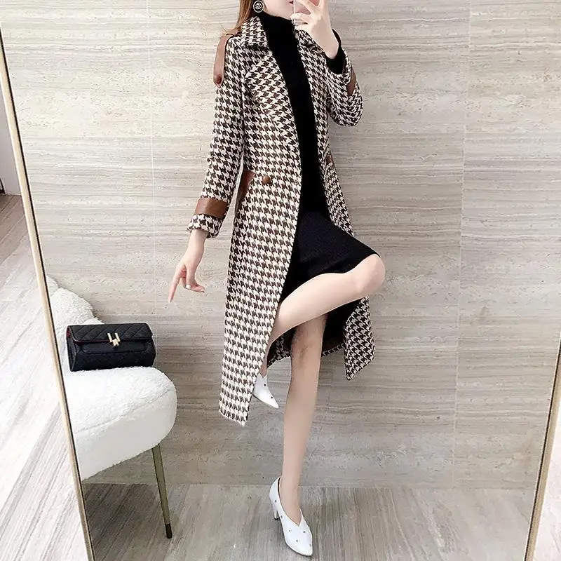 

Plaid Woolen Coat Women Coats And Jackets Winter Casacos De Inverno Feminino Ladies Coats Long Tweed Overcoat Korean Clothes
