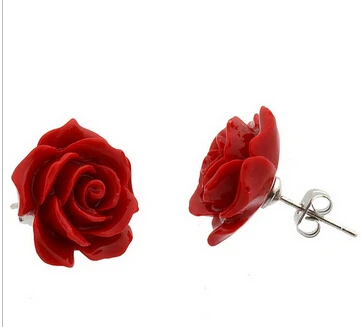 823 + модные ювелирные изделия 12 мм кораллово красная роза цветок 925 пробы