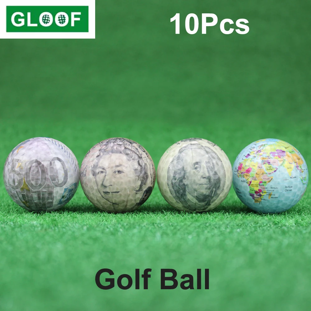 10 шт мяч для гольфа Забавный глобус/GBP/доллар/евро синтетический каучук
