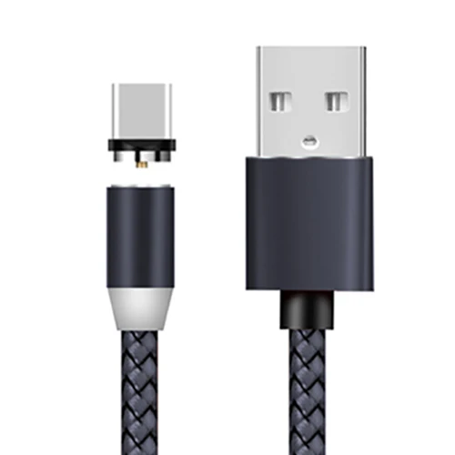 VOXLINK 1 м светодиодный магнитный USB кабель для iPhone Xs 6 и usb type C кабель и Micro USB нейлоновая оплетка для samsung Xiaomi huawei USB C - Цвет: Cyan for Type C