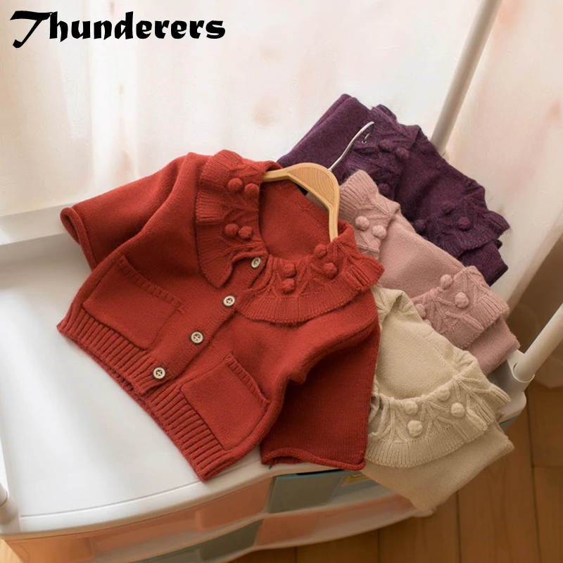 Весенне-осенний Детский свитер для девочек вязаный детский с длинными рукавами