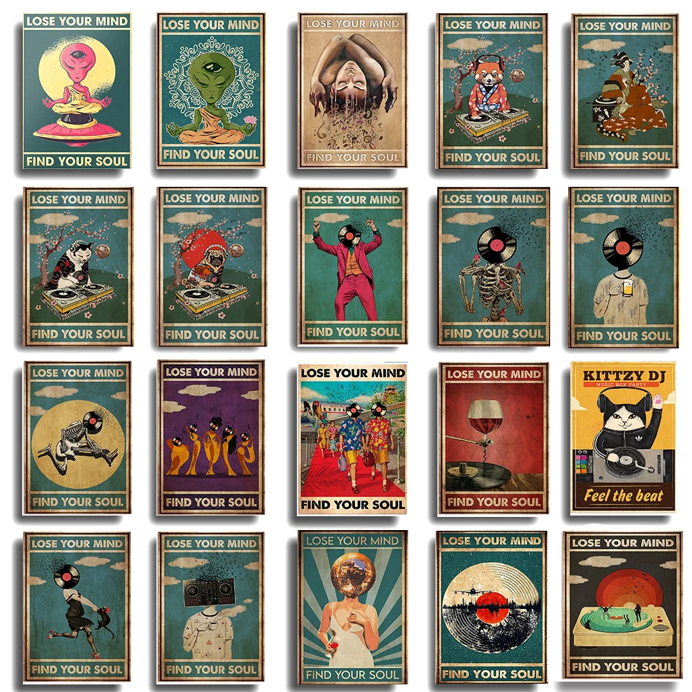 Винтажный плакат с изображением черной кошки постер надписью потерять свой ум