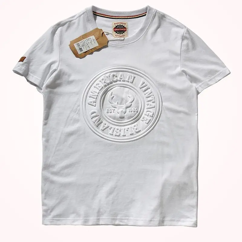 

Summer 2020 New Embossed Lettering Pattern for European American Men's Short Sleeve O-neck 100% Cotton T-shirt Plus Size Tops