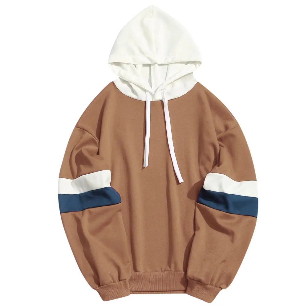 Верхняя одежда Блузка с капюшоном Slim Fit Man блузка Толстовка Лоскутная с длинными рукавами Повседневные топы из полиэстера зимняя безрукавка рубашка