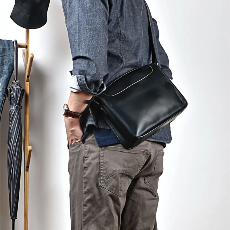 Винтажная сумка-мессенджер из натуральной кожи с натуральным лицевым покрытием