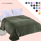 Полосатое покрывало для кровати, мягкое фланелевое одеяло зеленого цвета, для односпальных, королевских, теплых кроватей