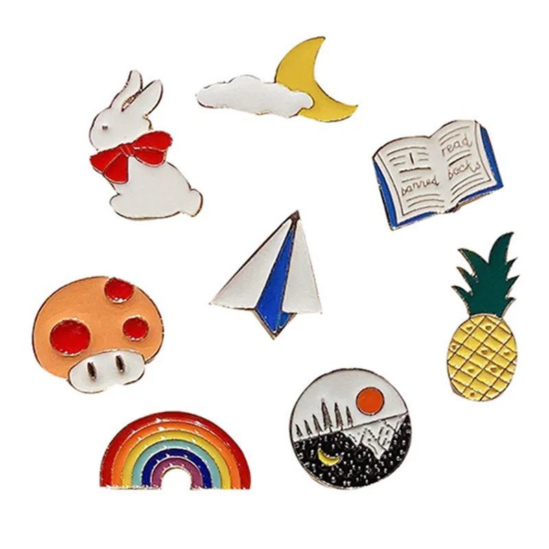Модная Радужная эмалированная заколка с отворотами из мультфильма фрукты еда