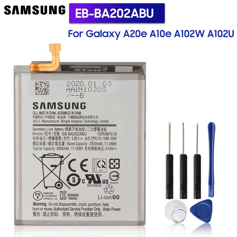 Samsung оригинальный запасной аккумулятор EB BA202ABU для Galaxy A20e A202F A10e A102U A102W аутентичный