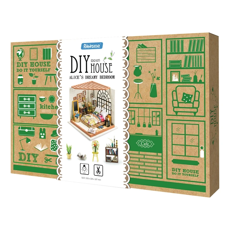 Robotime DIY деревянный миниатюрный кукольный домик наборы с аксессуарами и мебелью