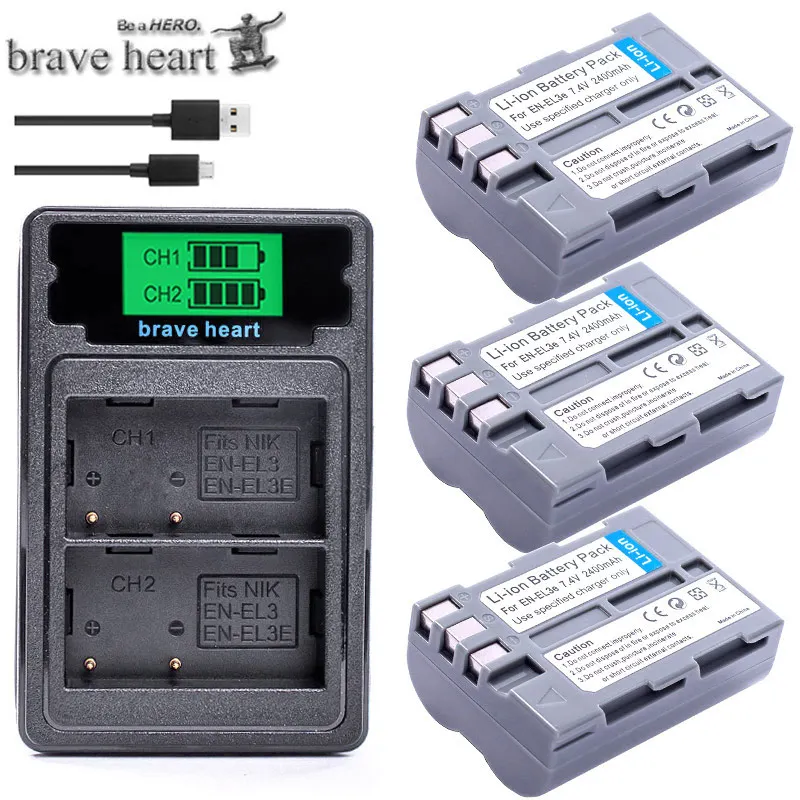 EN-EL3e EN EL3e ENEL3e 2400mAh батарея Батареи AKKU + ЖК USB зарядное устройство для Nikon D30 D50 D70 D70S D90