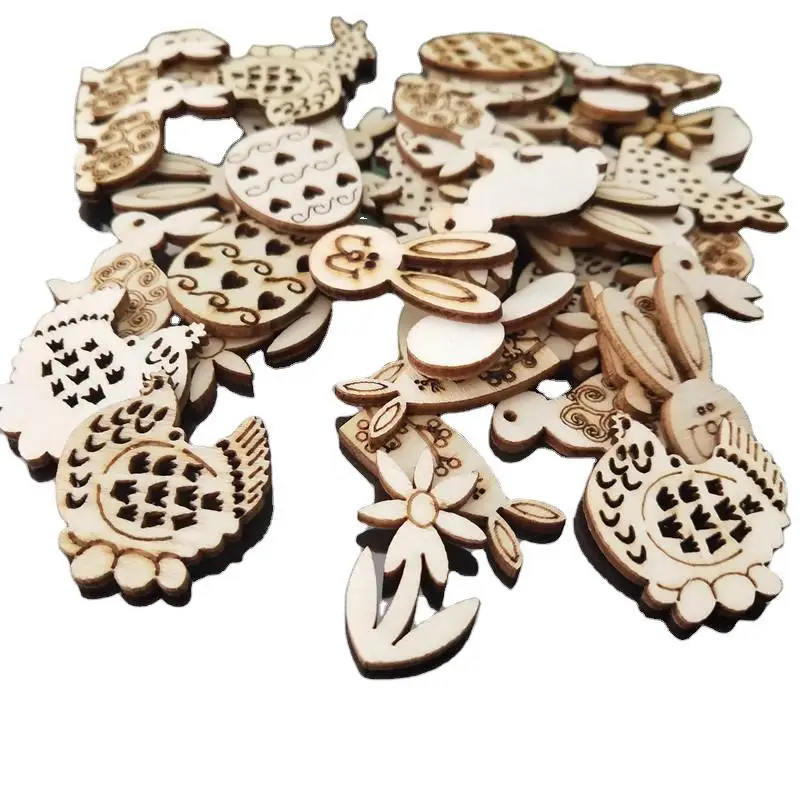 

50pcs/lot Easter Wooden Slices Unfinished Natural Wood Slices Wood Discs with Easter Egg Shape Wooden Cutouts