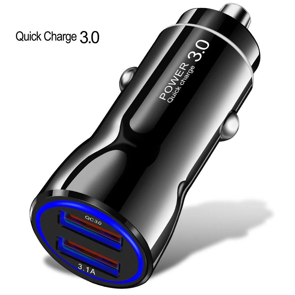 Black Олаф мини USB 3.1A Быстрая зарядка 3,0 Быстрая зарядка двойной USB Автомобильное зарядное устройство для Iphone 8 X XS для huawei p20 lite Автомобильное зарядное устройство для телефона - Тип штекера: Black