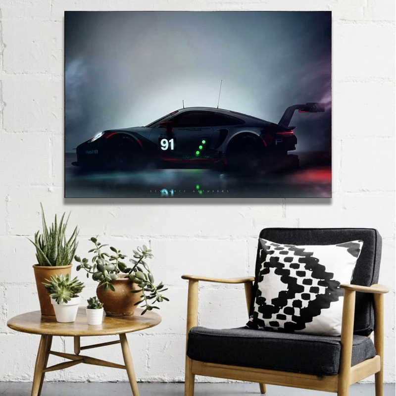 

Supercar Posters and Prints 911 RSR Racing Sport Vehicle Canvas Painting Wall Art Picture for Living Room Cuadros Decor Unframed