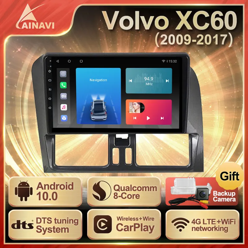 

Car Radio Android 10.0 QLED Screen For Volvo XC60 2009-2017 Auto Stereo Multimedia Video Player Navigation Carplay No 2din 4+64G
