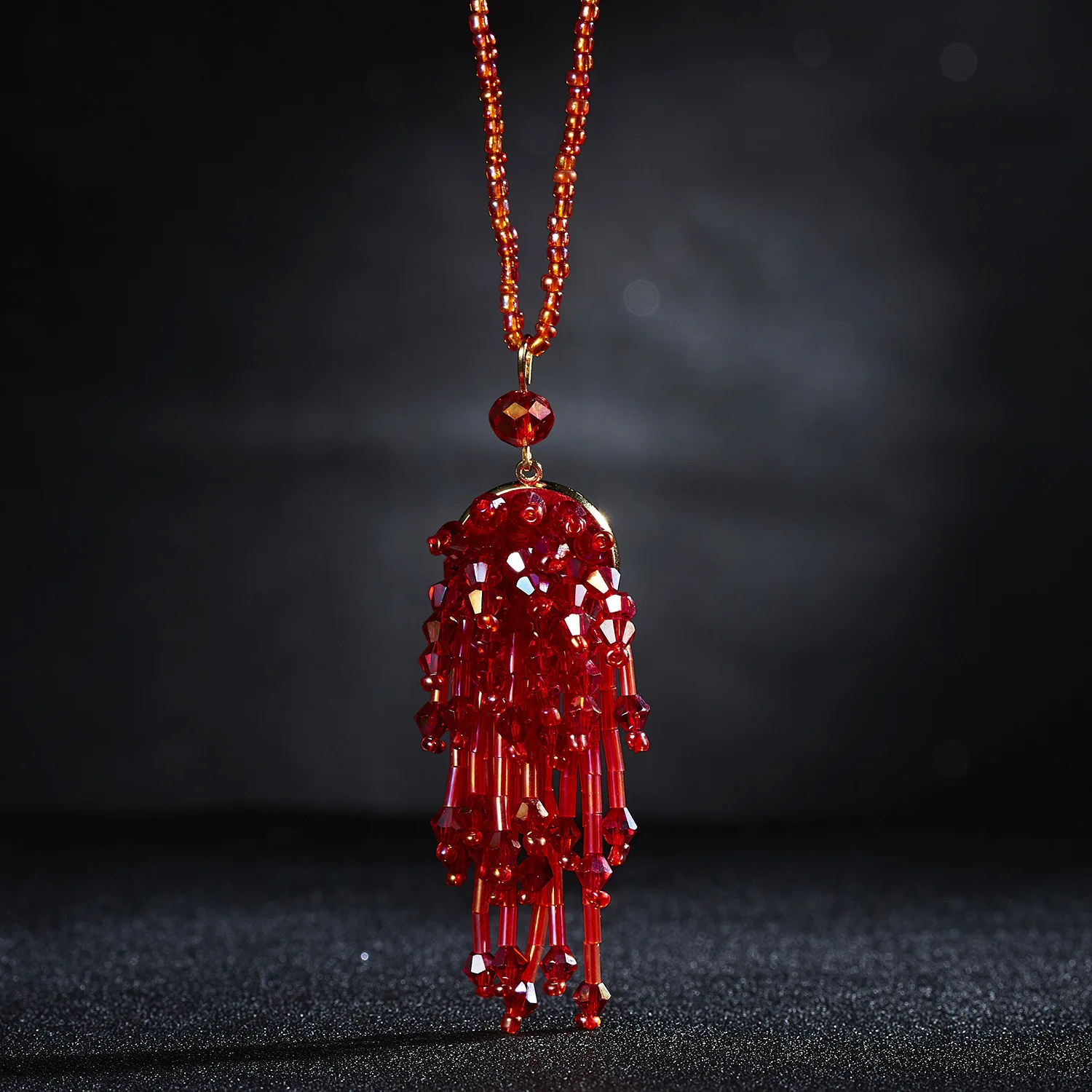 Wishspace цепочка с подвеской-кисточкой кристаллами модное женское длинное ожерелье