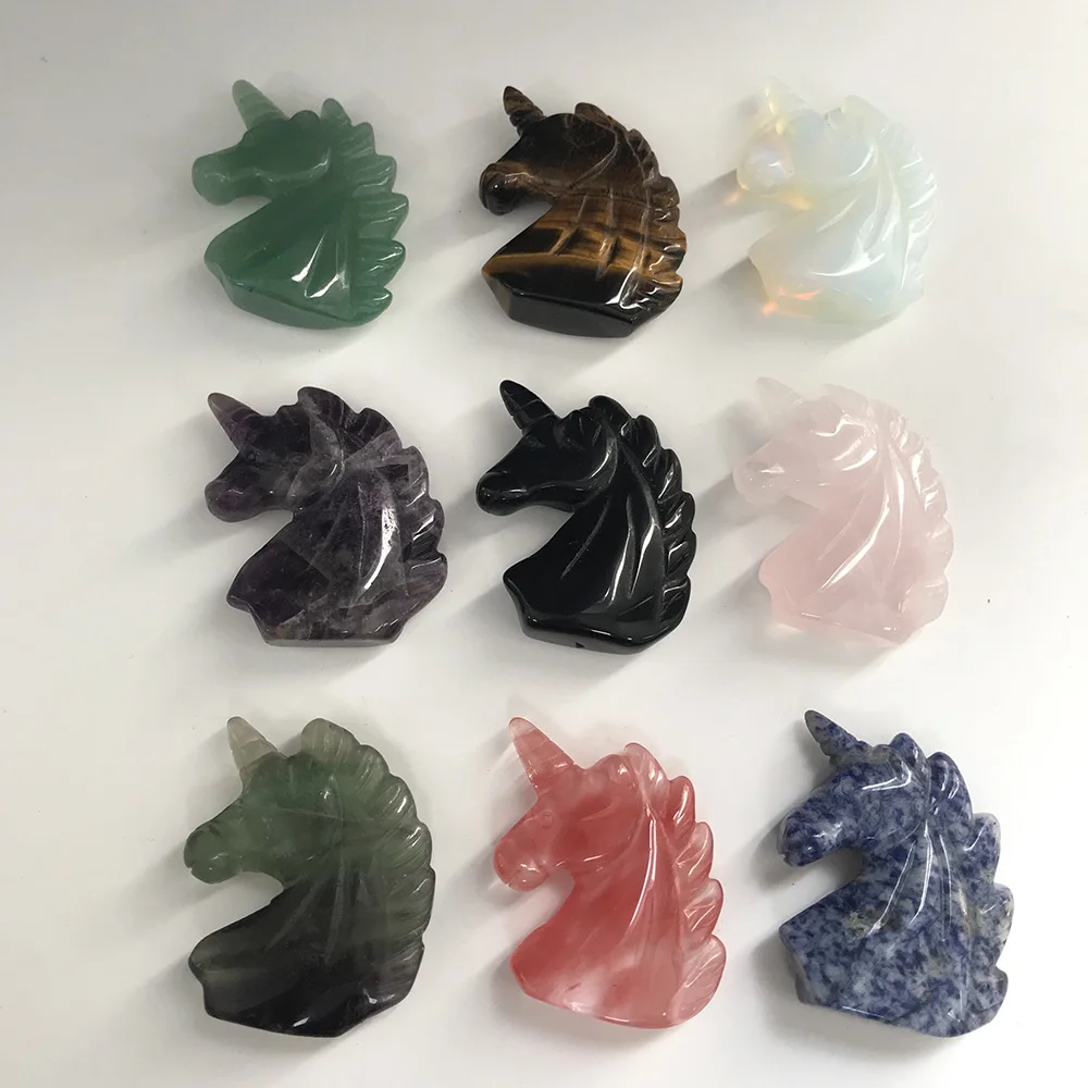 Высококачественный натуральный камень 2 5 дюйма аметист в форме единорога ручная