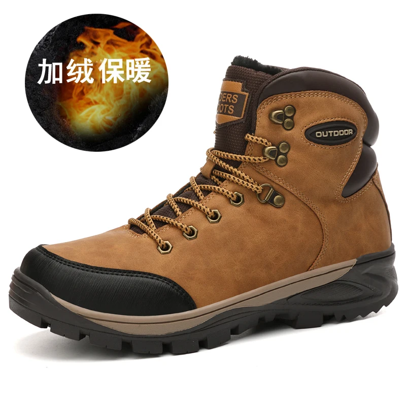 Новинка 2019 года мужские зимние теплые ботинки высокие из искусственной кожи на