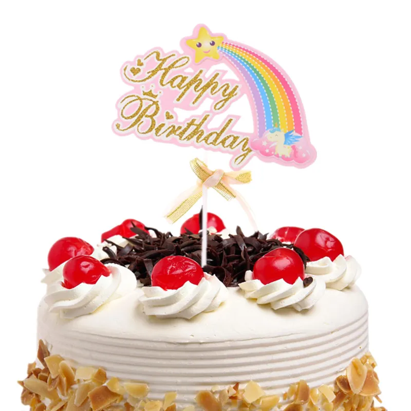 Топпер для торта звезда детский день рождения радужная лента топперы кексов