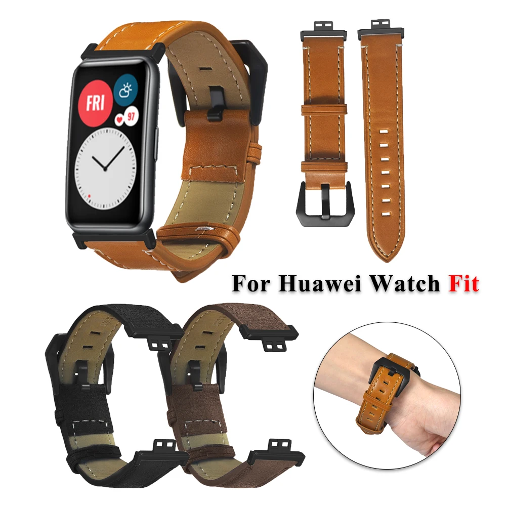 

Leather Watch Strap For Huawei Watch Fit Smart Wristband Accessories Replacement Bracelet Correa for huawei fit Wrist Strap