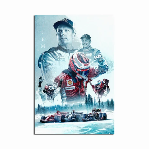 F1 Кими Райкконен икмен плакат Формула 1 Чемпион Картина на холсте гоночный автомобиль Настенная картина для гостиной домашний декор