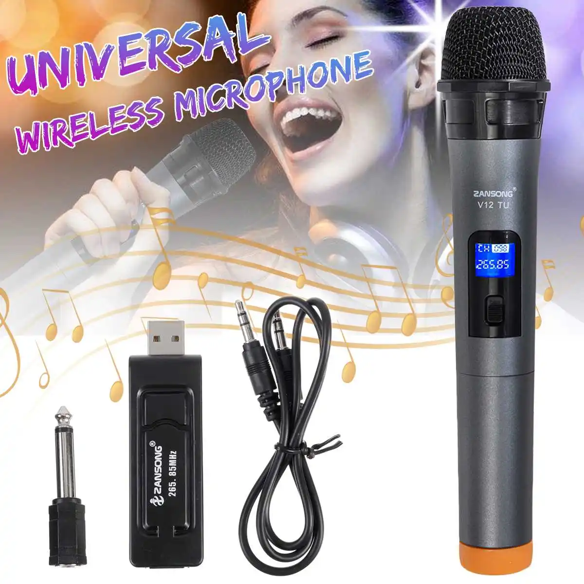 Universale Wireless UHF Professionale Microfono Palmare con Ricevitore USB Per Il Karaoke MIC Per La Chiesa Prestazioni Amplificatore