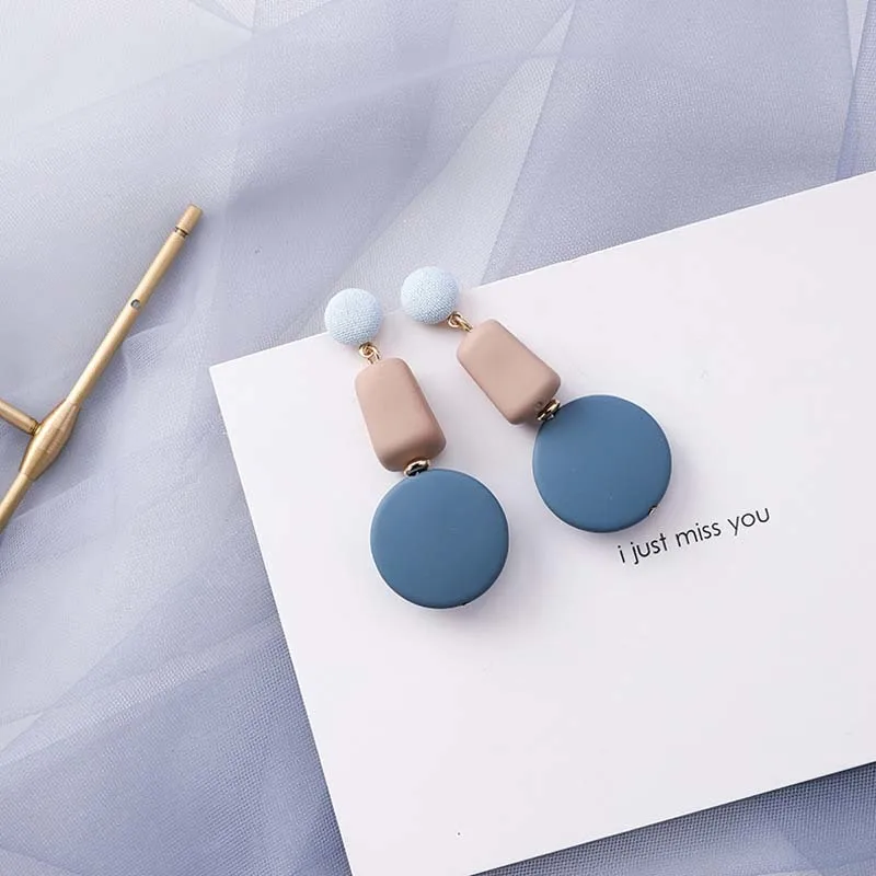 

2019 New Fashion Wood Acrylic Dangle Drop Earrings For Women Girls Geometric Blue Earring Wedding Brincos Jewelry