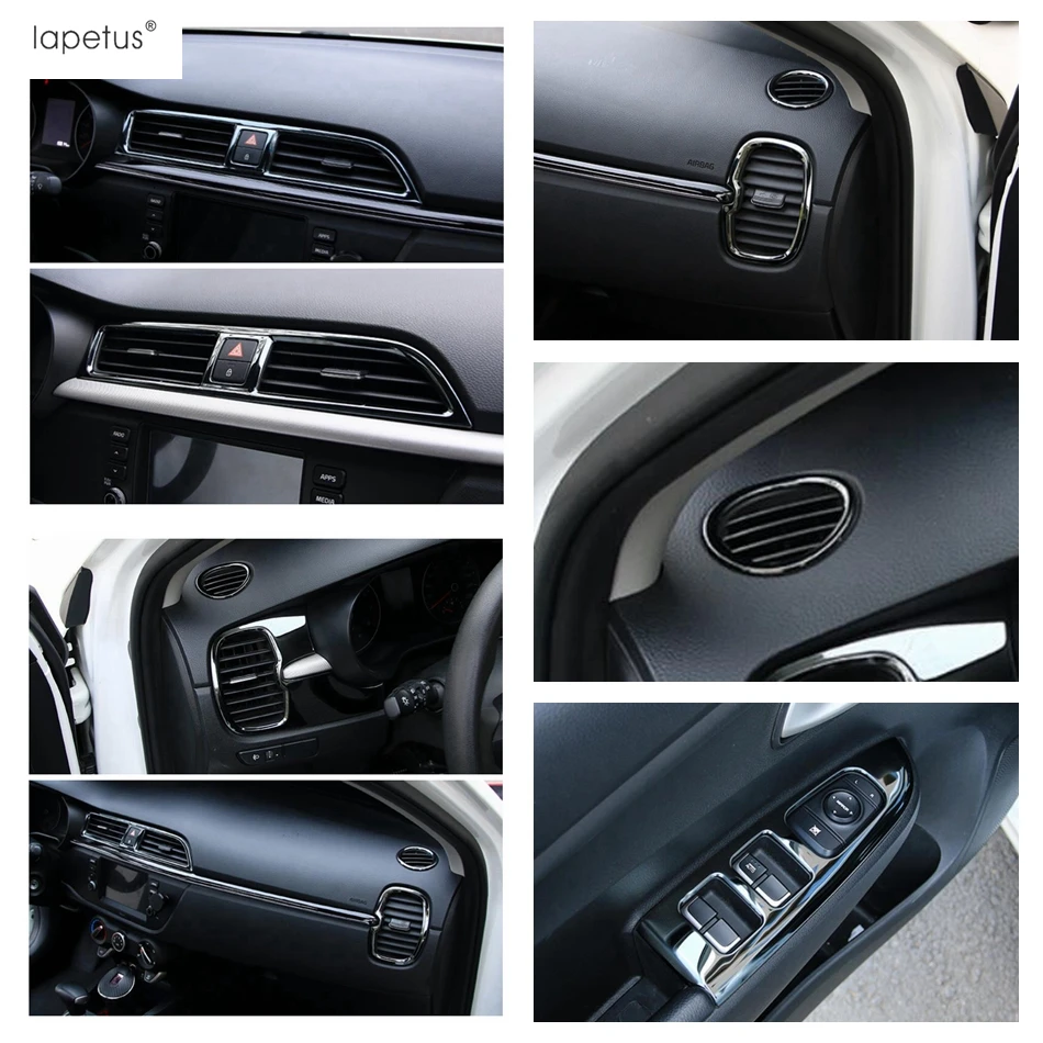 

Lapetus Stainless Steel Middle Air AC Outlet Vent / Armrest Window Lift Button Panel Cover Trim For Kia Rio 4 X-line 2017 - 2020