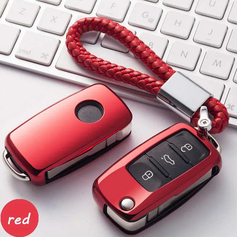 

For Volkswagen Polo Golf Passat Touareg Tiguan Key Bag Shell Holder Keyrings keychain Protection Styling TPU Car Key Cover Case