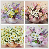 5d diamond painting diy flower mosaic pattern full drill embroidery floral vase cross stitch wall stickers home decoration gift