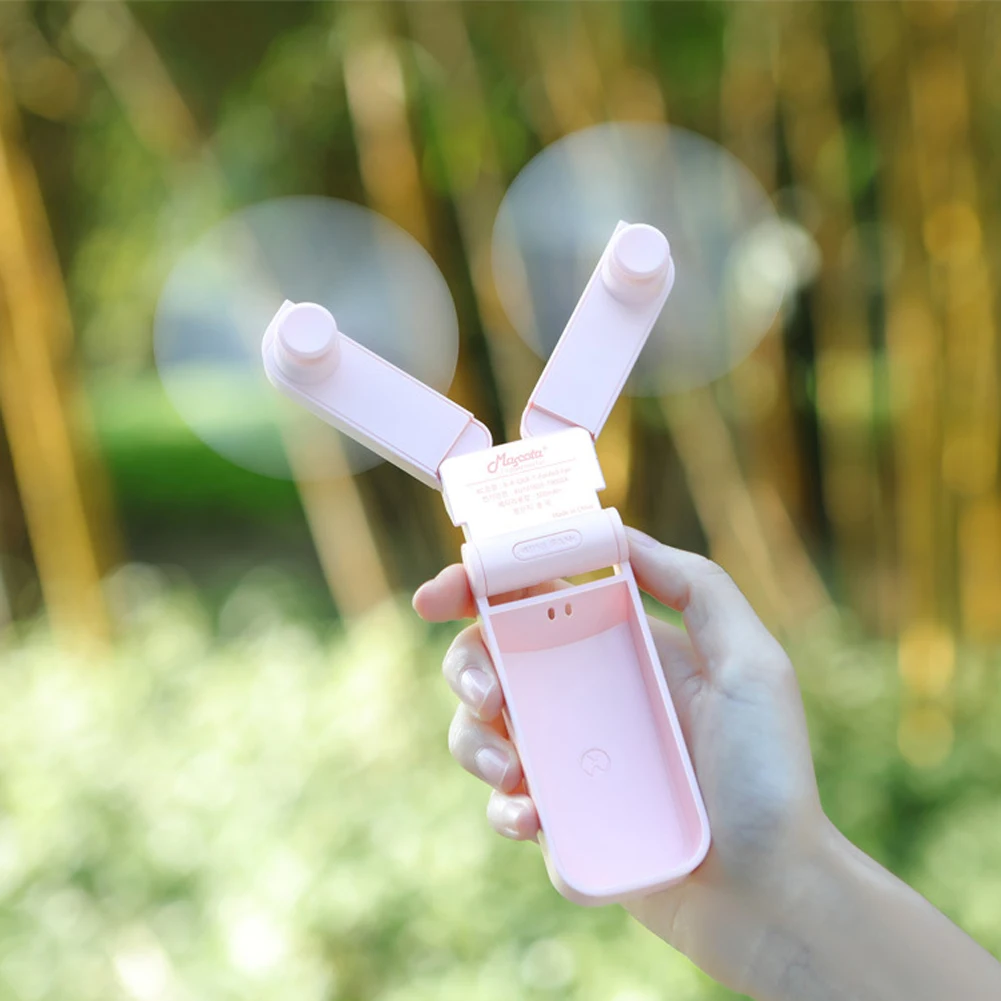 

Mini Fan Home USB Pocket Electric Battery Operated Folding Hand Held ABS Travel Dual Heads Rechargeable Gift Cooling Portable