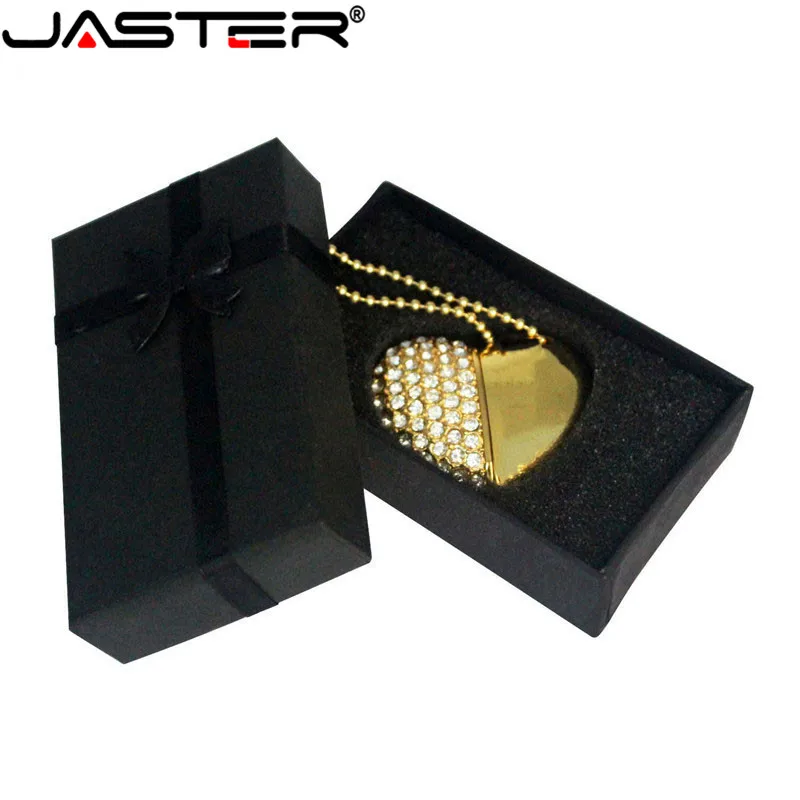 JASTER USB Flash Drive Crystal love Heart +box pen drive precious stone 4G/ 8G/ 16G/ 32G /diamante memory stick wedding gift | Компьютеры