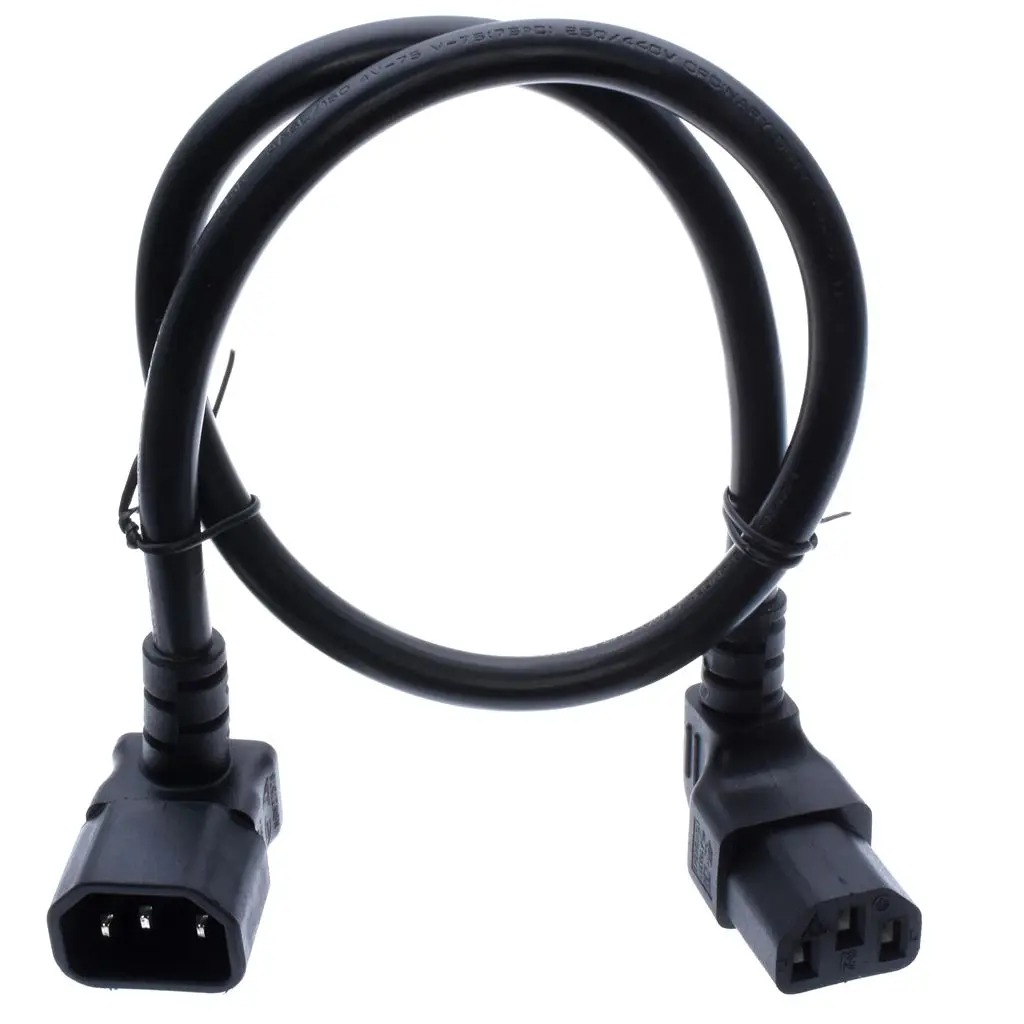 Кабель IEC 320 C14 C13 штекер гнездо Двойной Вниз/вверх угол прямоугольный силовой