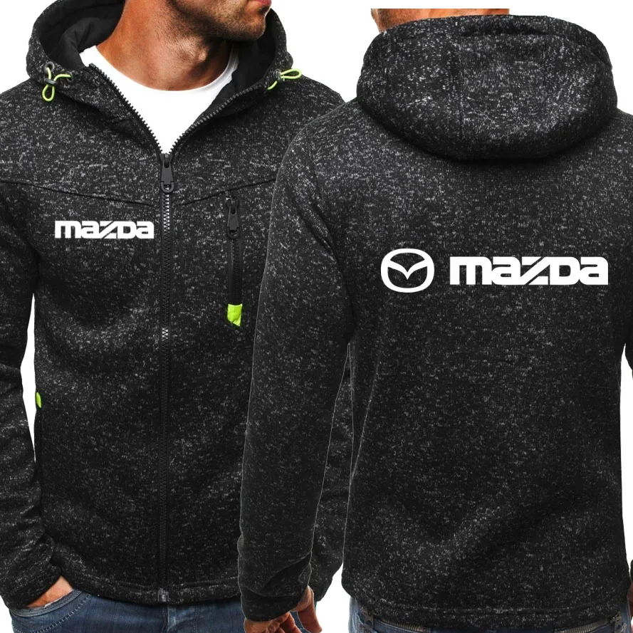 

New Spring Autumn Men's Mazda Logo Hoodie Fashion High Quality Hooded Sweatshirts Jacket Zipper Clothing 3 Color