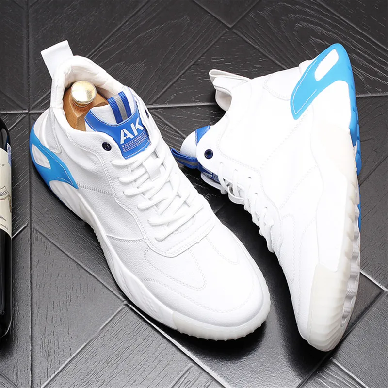 

Fashion Trend Leather Men Sneakers Multi-Function Trainers Young Height Increasing Casual Shoes Zapatillas Hombre