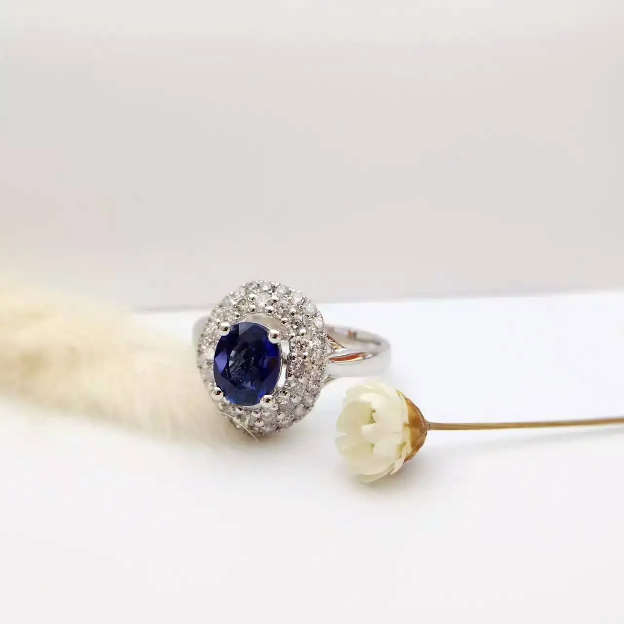1.18ct+ 0.555ct 18K золото натуральный сапфир женское кольцо с алмазной установкой новое Изысканное Украшение на свадьбу обручальное кольцо