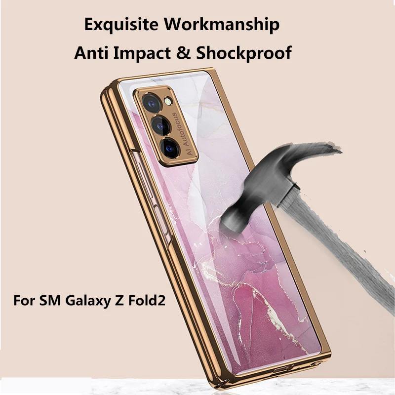 Fashion Plating PC Hard Phone Cover For Samsung Galaxy Z Fold 2 Case  Exquisite Color Painting Shockproof Full Protective Funda