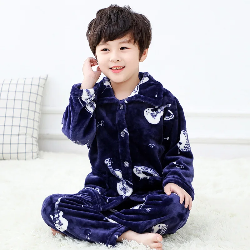 Kids Pajamas Одежда для девочек и мальчиков; сезон осень-зима; фланелевые пижамы для девочек; детские пижамы; одежда для сна для мальчиков; одежда для сна из кораллового флиса; комплект домашней одежды - Цвет: Kids Pajamas