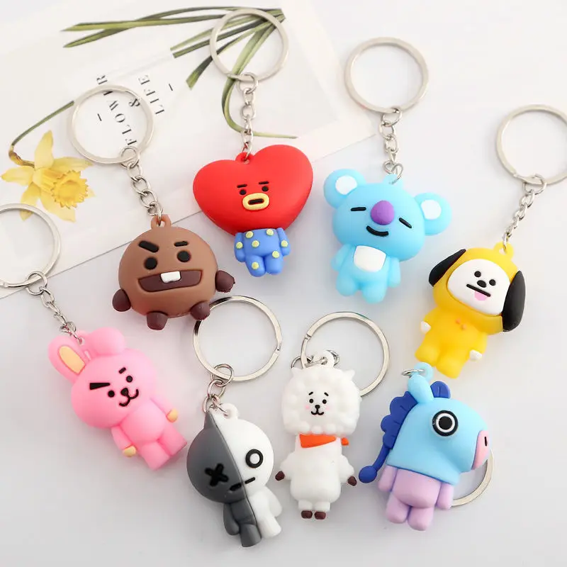 7 шт./компл. Bangtan Boys Baby BT21 группа моделей Игрушек KPOP Star TOP Group A.R.M.Y ПВХ фигурки брелок