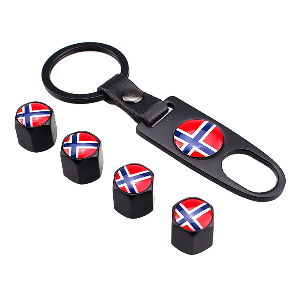 Черный/серебристый флаг Норвегии автомобильные колпачки вентиля шины